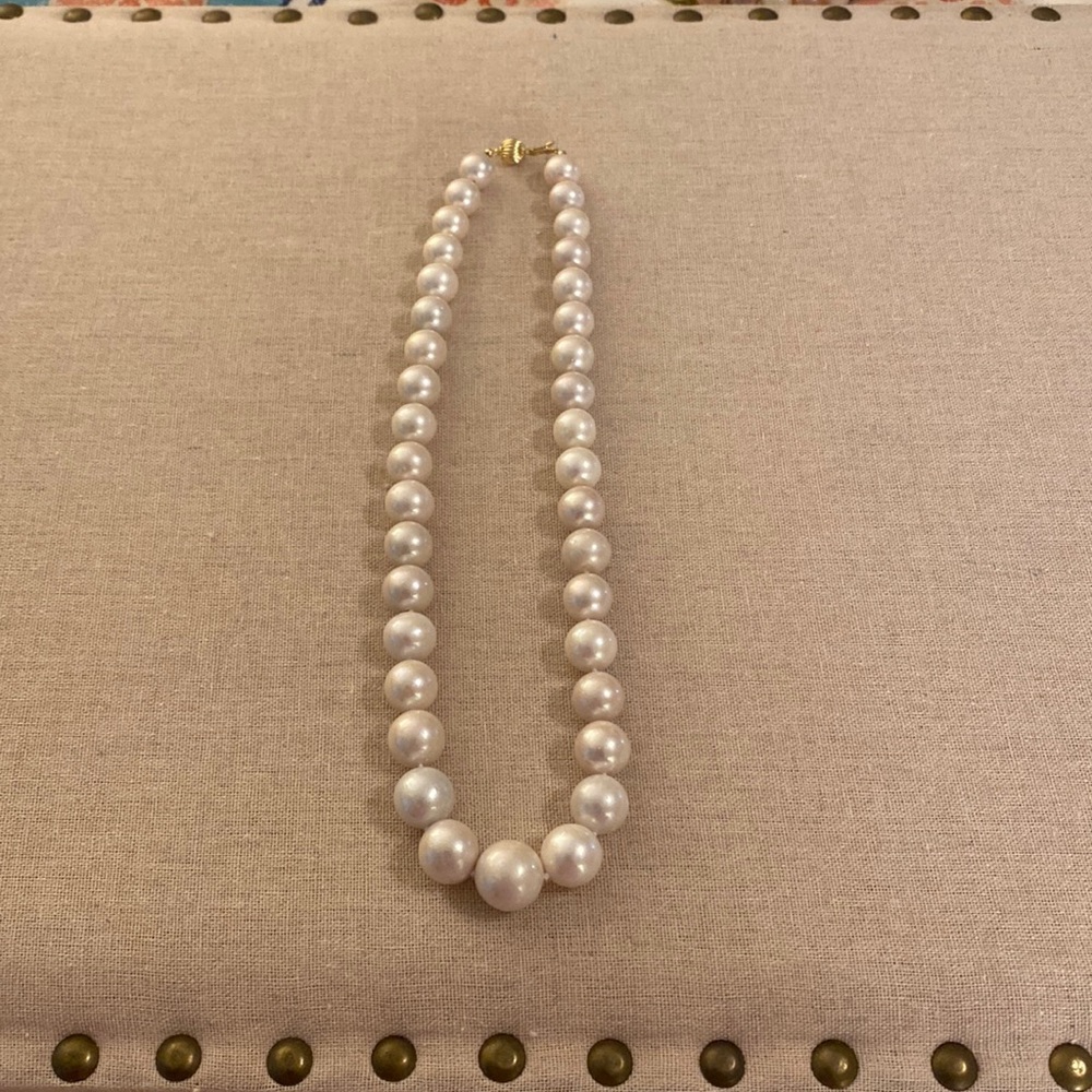 Matinee (20”) Natural South Sea Pinkish White Pearl Necklace with 14k gold lock